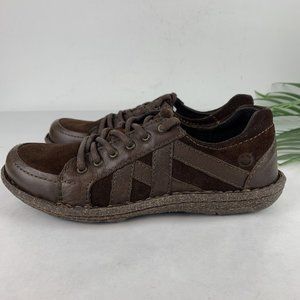 Y2K Women's Shoes Born Sommer Brown Suede Leather Lace-Up Casual Flats 6.5 37